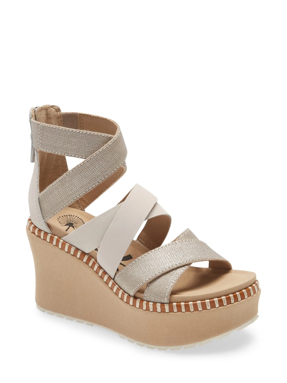OTBT Pavillion Platform Wedge Strappy Neutral Sandals Womens Size 7.5